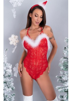Секси коледно боди Santas Lace