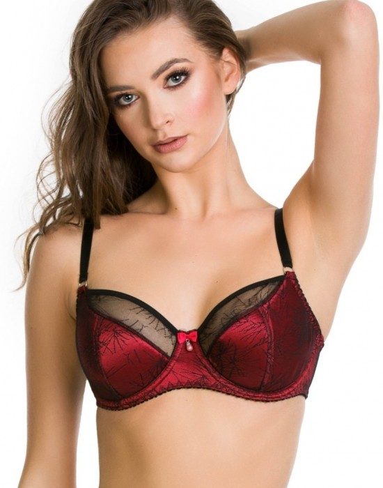Сутиен с полуподплатени чашки в черно и червено BOLERO 01102 - Sabrina.bg