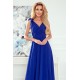 Елегантна дълга рокля в син цвят 405-2 - Sabrina.bg