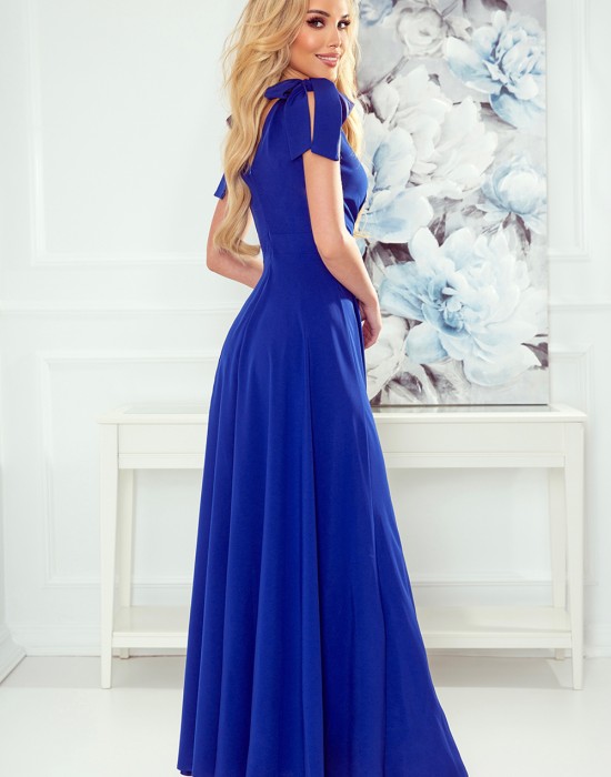 Елегантна дълга рокля в син цвят 405-2 - Sabrina.bg