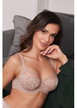 Дантелен сутиен с мека чашка в цвят мока JASMIN 19150