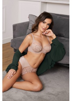 Дантелен сутиен с мека чашка в цвят мока JASMIN 19150