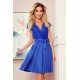 Елегантна къса рокля с колан в син цвят 242-3