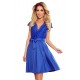 Елегантна къса рокля с колан в син цвят 242-3