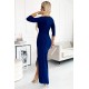 Елегантна дълга рокля в син цвят 404-8
