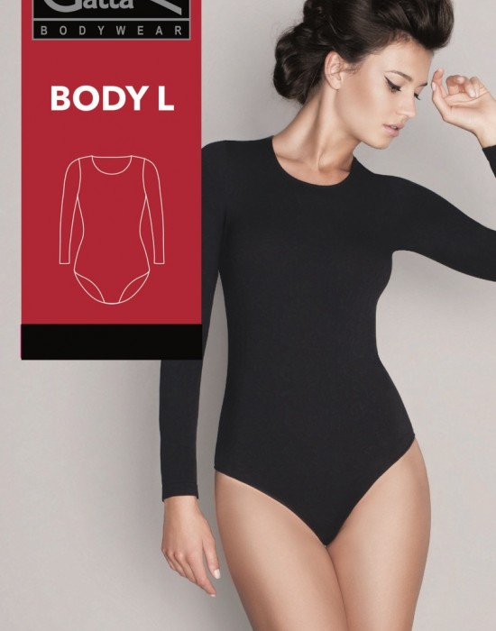 Body L Дамско боди с дълъг ръкав в бяло