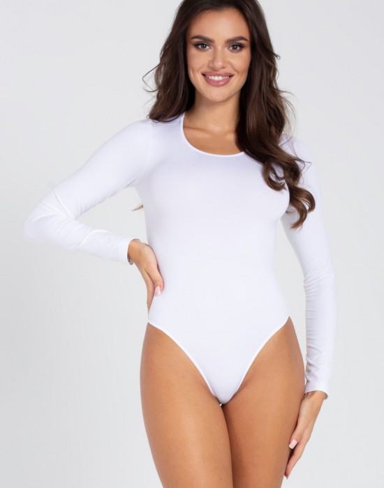 Body L Дамско боди с дълъг ръкав в бяло