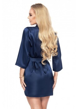 Aria сатенен халат, тъмносин цвят