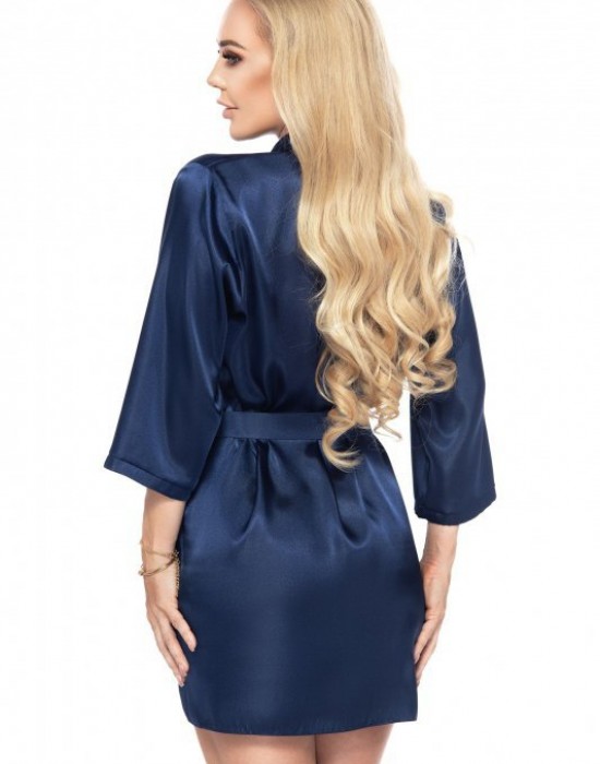 Aria сатенен халат, тъмносин цвят