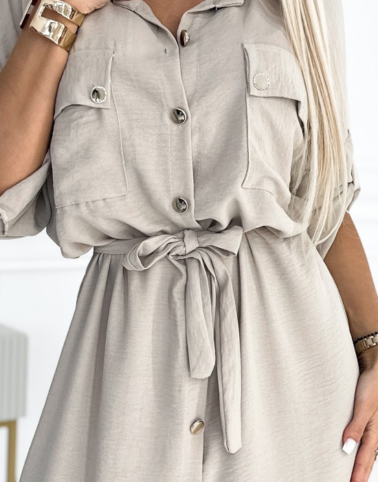 531-1 Рокля тип риза в бежово