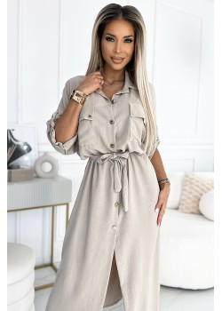 531-1 Рокля тип риза в бежово