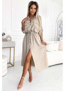 531-1 Рокля тип риза в бежово