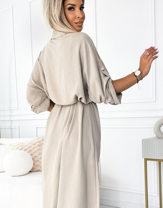 531-1 Рокля тип риза в бежово