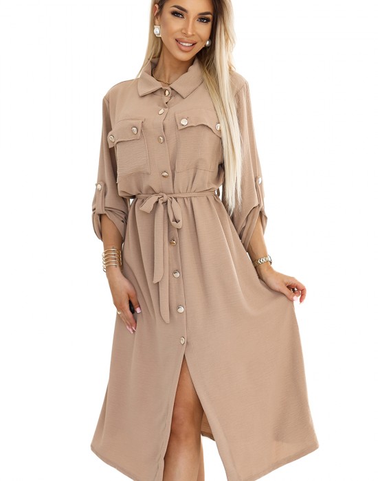 531-3 Рокля тип риза в цвят мока