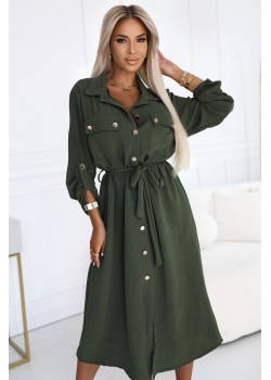 531-5 Рокля тип риза в цвят каки