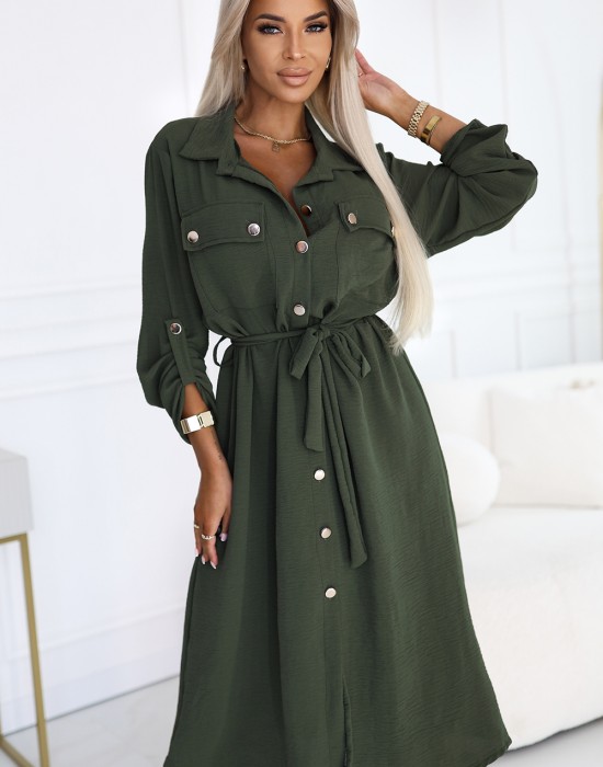 531-5 Рокля тип риза в цвят каки