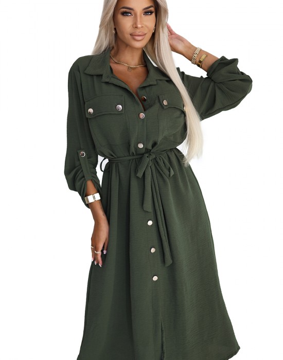 531-5 Рокля тип риза в цвят каки