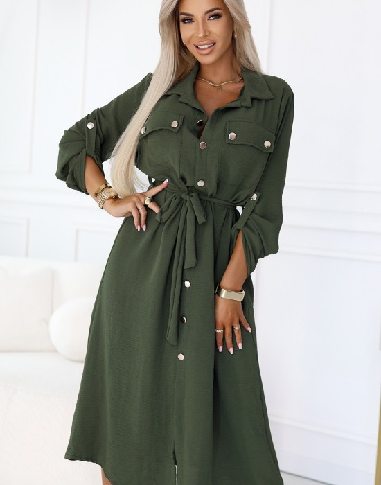 531-5 Рокля тип риза в цвят каки