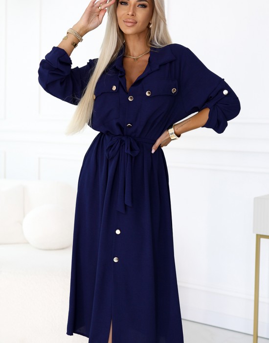 531-6 Рокля тип риза в тъмносиньо