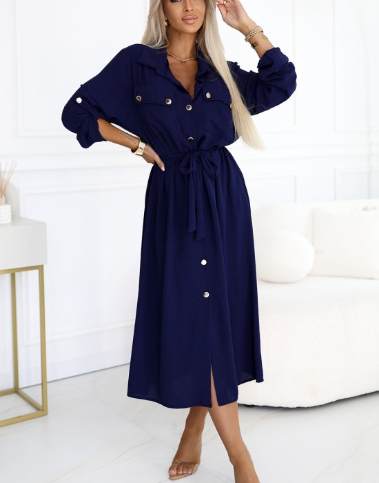 531-6 Рокля тип риза в тъмносиньо