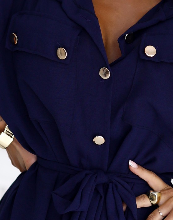 531-6 Рокля тип риза в тъмносиньо