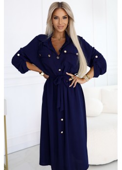 531-6 Рокля тип риза в тъмносиньо