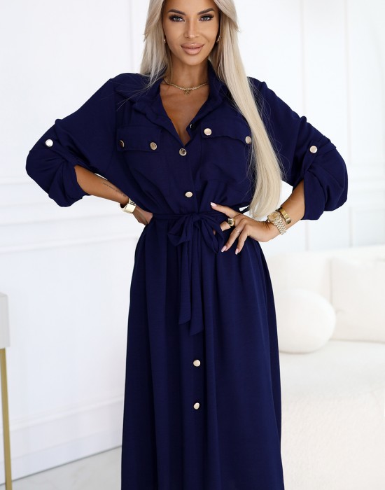 531-6 Рокля тип риза в тъмносиньо