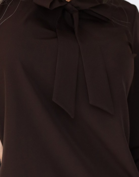 140-29 Елегантна блуза с дълъг ръкав в кафяв цвят