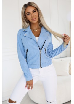 481-3 Късо велурено яке в светлосин цвят