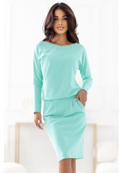 189-12 Дамска рокля с дълги ръкави в цвят мента