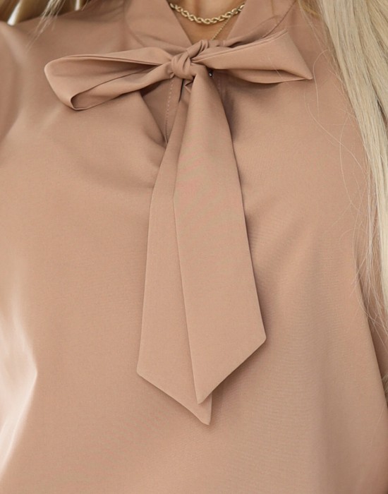 140-27 Елегантна блуза с дълъг ръкав в цвят мока