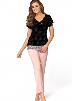 Дамска пижама Piama-Iris-Czarno-Pudrowo-Rowa-Czarno-Pudrowo-Rowy