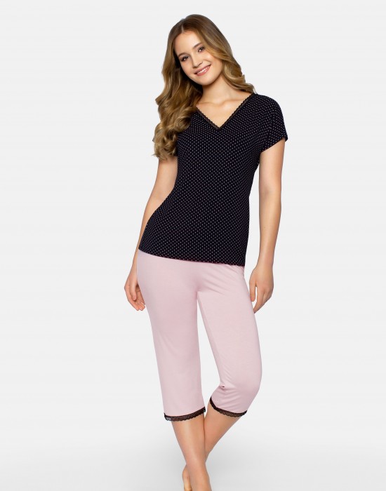 Дамска пижама Piama-Cleo-P-Czarna-Czarno-Rowy