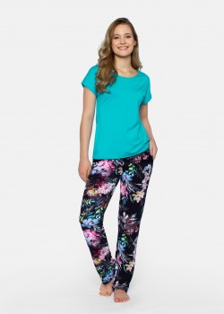 Дамска пижама Piama-Flora-Turkusowo-Granatowy