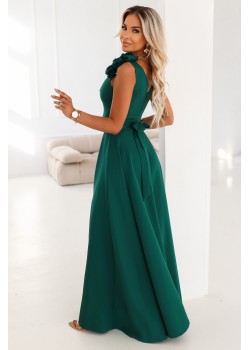 Елегантна дълга рокля в зелен цвят 643-1