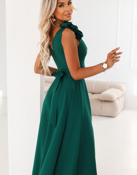 Елегантна дълга рокля в зелен цвят 643-1