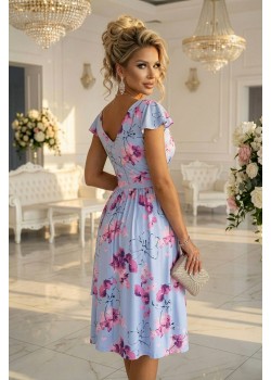 425-14 Елегантна рокля с цветен принт