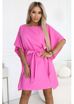 Широка рокля в розов цвят, модел 287-42