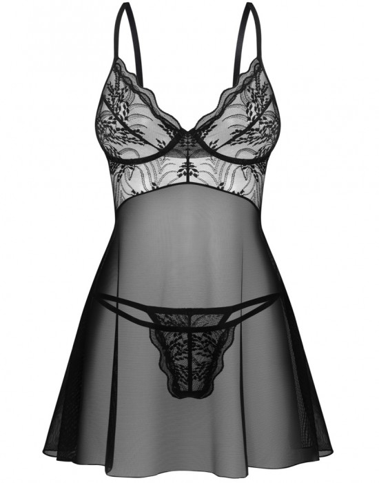 Черна секси нощница с прашки Perisia