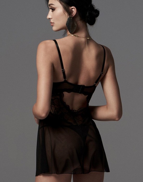 Черна секси нощница с прашки Perisia