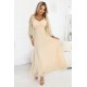  Дълга рокля с тюл в бежов цвят 655-4