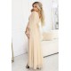  Дълга рокля с тюл в бежов цвят 655-4