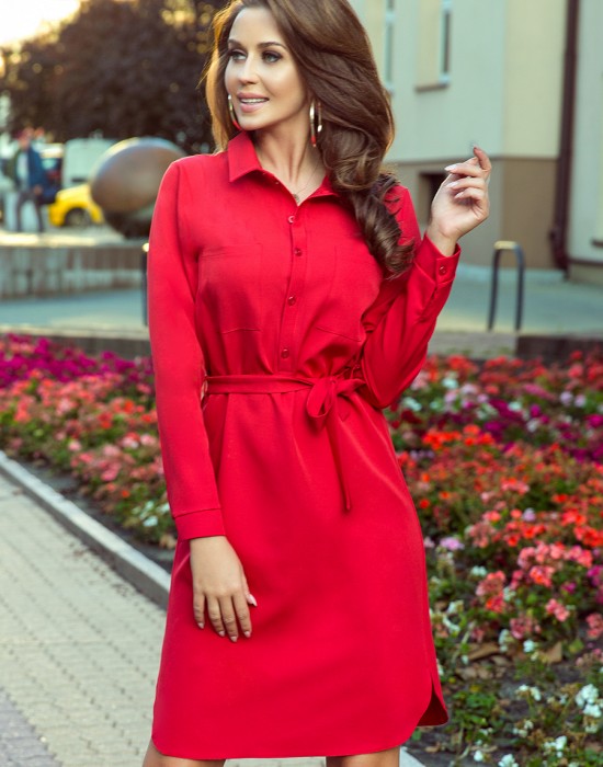Елегантна червена рокля 284-1 - Sabrina.bg