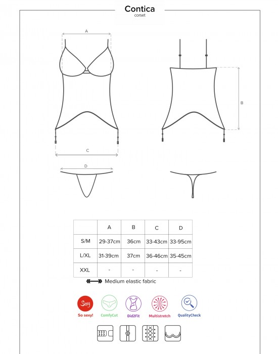 Корсет с прашки в черно Contica - Sabrina.bg