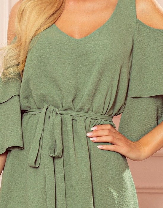 Ефирна рокля в цвят каки 292-6 - Sabrina.bg