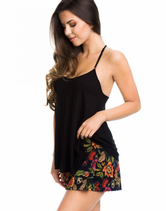 Дамска пижама в черен цвят FLOWER 11078 - Sabrina.bg