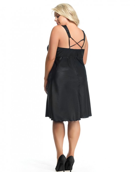 Сатенена нощница в черен цвят MONTANA K597 - Sabrina.bg