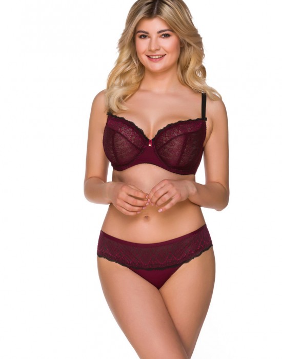 Микрофибърни макси бикини с дантела в цвят бордо 2205-06 - Sabrina.bg