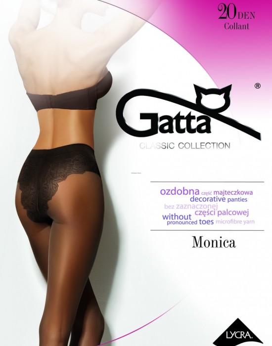 Чорапогащи с жакардови шарки в цвят графит Monica 20 DEN - Sabrina.bg
