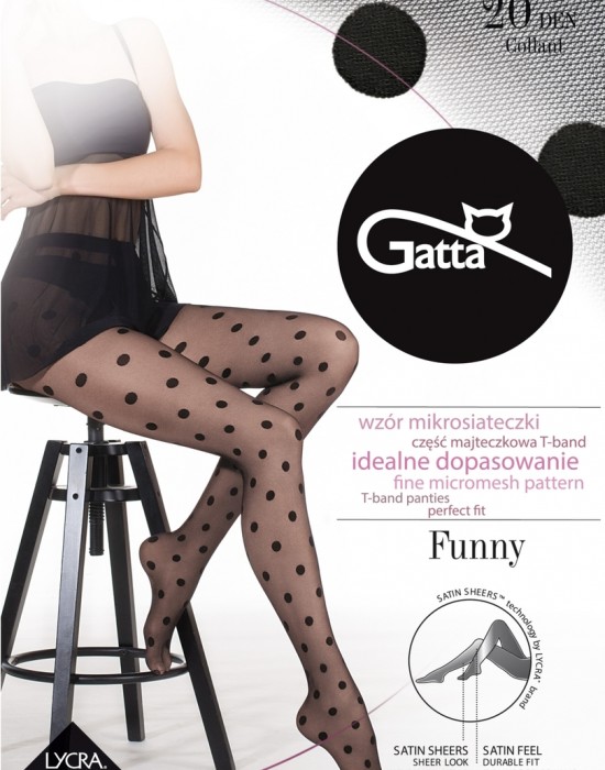 Чорапогащи на точки в черен цвят FUNNY - 07 20 DEN - Sabrina.bg